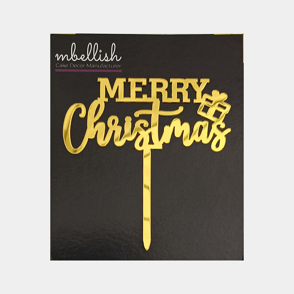 Merry Christmas Acrylic Cake Topper, Size - Small, Pack of 10, SKU-11502