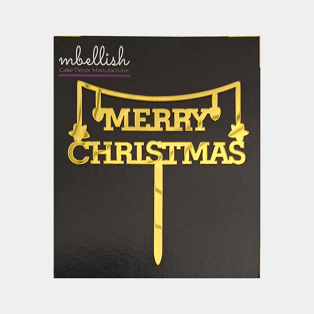 Merry Christmas Acrylic Cake Topper, Size - Small, Pack of 10, SKU-11503
