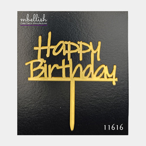 Happy Birthday Acrylic Cake Topper, Small Size (3 inches), Pack of 10. SKU-11616