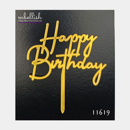 Happy Birthday Acrylic Cake Topper, Small Size (3 inches), Pack of 10. SKU-11619