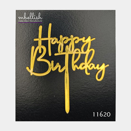 Happy Birthday Acrylic Cake Topper, Small Size (3 inches), Pack of 10. SKU-11620