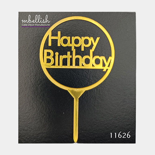 Happy Birthday Acrylic Cake Topper, Small Size (3 inches), Pack of 10. SKU-11626