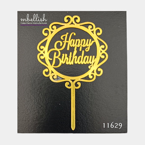 Happy Birthday Acrylic Cake Topper, Small Size (3 inches), Pack of 10. SKU-11629