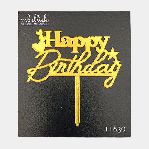 Happy Birthday Acrylic Cake Topper, Small Size (3 inches), Pack of 10. SKU-11630