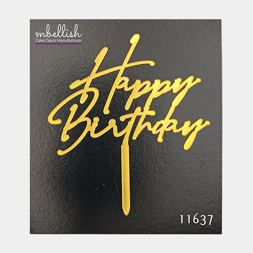 Happy Birthday Acrylic Cake Topper, Small Size (3 inches), Pack of 10. SKU-11637