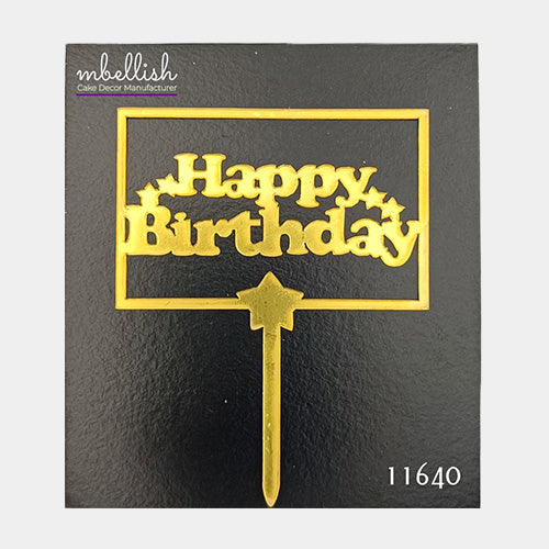 Happy Birthday Acrylic Cake Topper, Small Size (3 inches), Pack of 10. SKU-11640