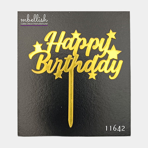 Happy Birthday Acrylic Cake Topper, Small Size (3 inches), Pack of 10. SKU-11642