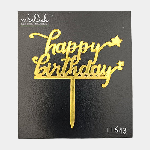 Happy Birthday Acrylic Cake Topper, Small Size (3 inches), Pack of 10. SKU-11643