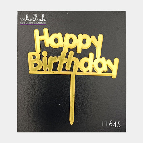 Happy Birthday Acrylic Cake Topper, Small Size (3 inches), Pack of 10. SKU-11645