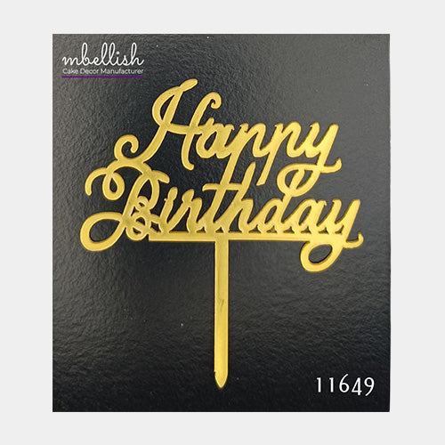 Happy Birthday Acrylic Cake Topper, Small Size (3 inches), Pack of 10. SKU-11649