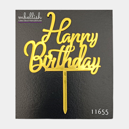 Happy Birthday Acrylic Cake Topper, Small Size (3 inches), Pack of 10. SKU-11655