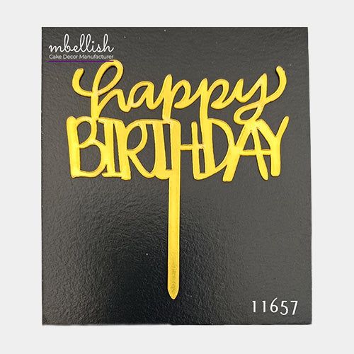 Happy Birthday Acrylic Cake Topper, Small Size (3 inches), Pack of 10. SKU-11657