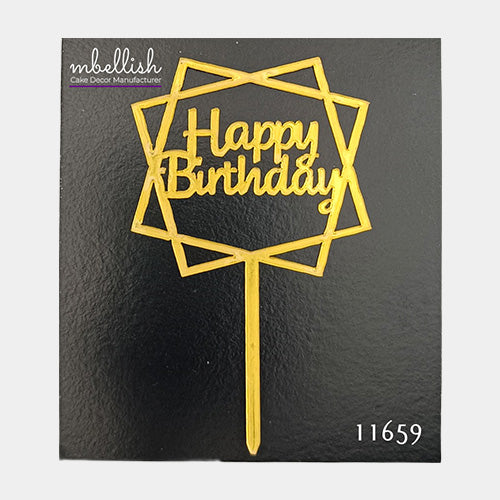 Happy Birthday Acrylic Cake Topper, Small Size (3 inches), Pack of 10. SKU-11659