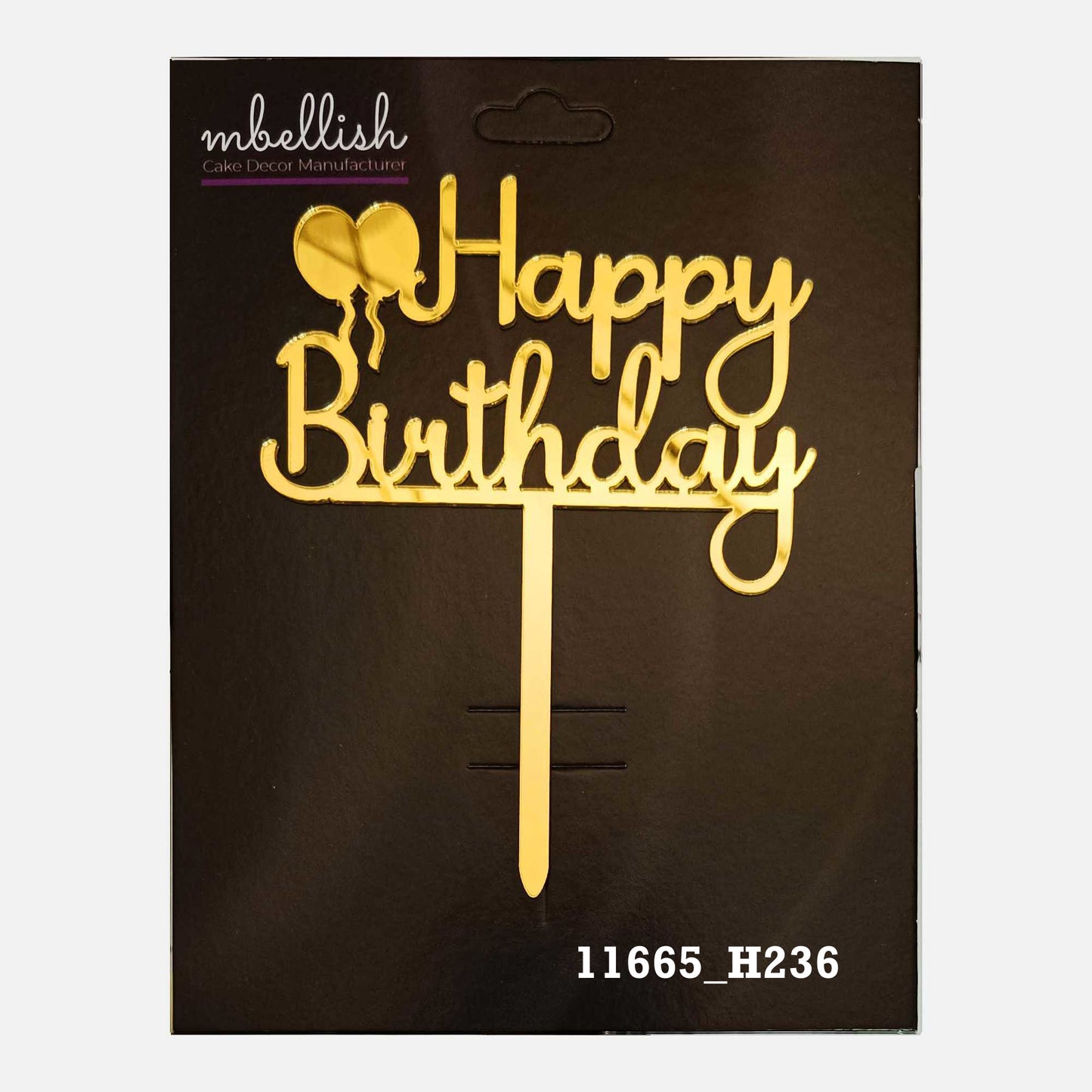 Happy Birthday Premium Acrylic Cake Topper, Medium Size (4 inches), Pack of 1. SKU-11665