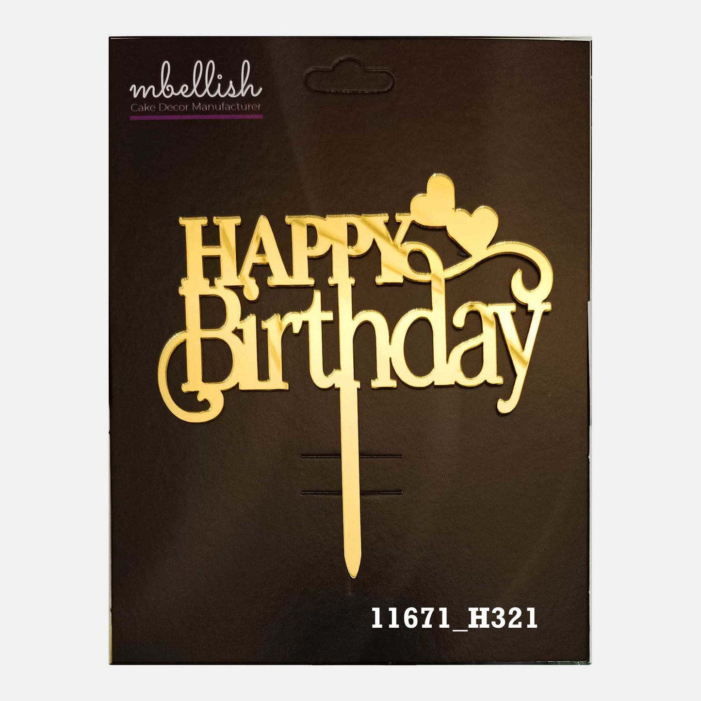 Happy Birthday Premium Acrylic Cake Topper, Medium Size (4 inches), Pack of 1. SKU-11671