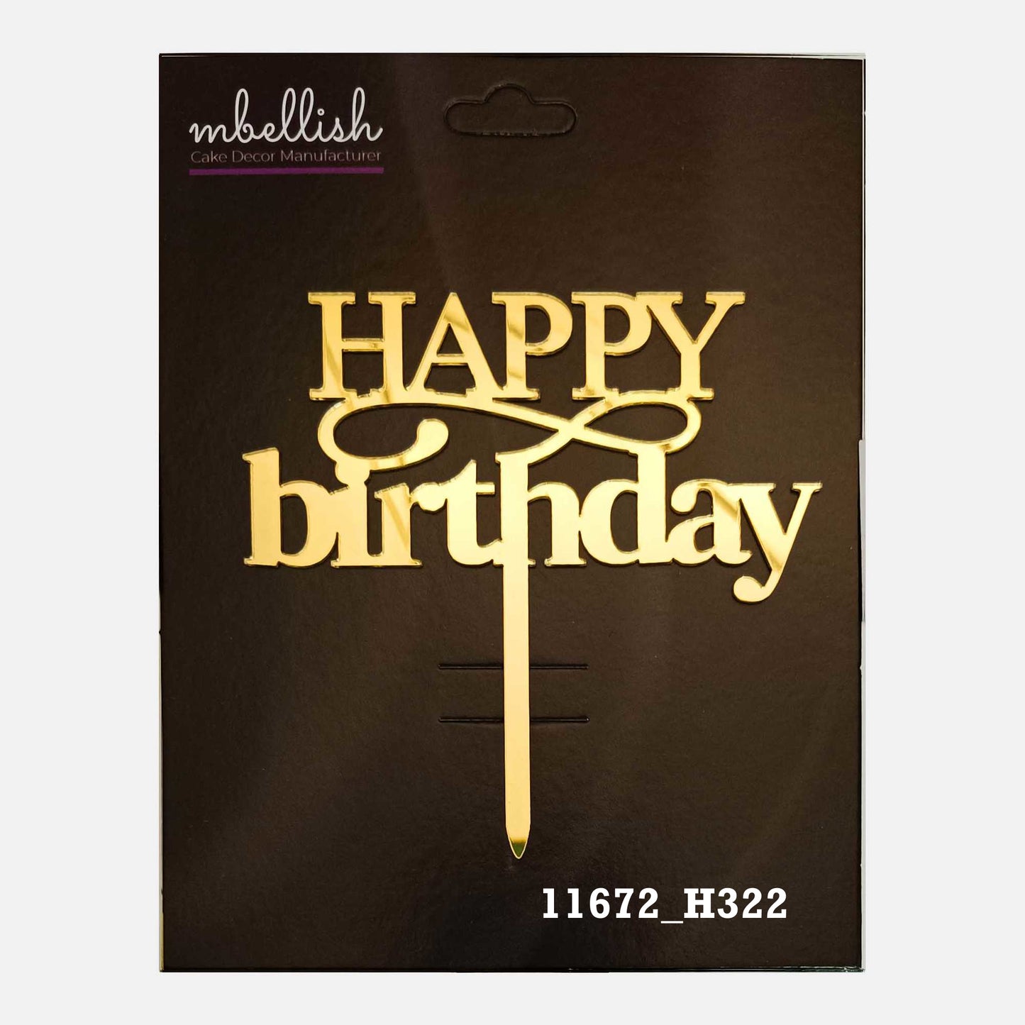 Happy Birthday Premium Acrylic Cake Topper, Medium Size (4 inches), Pack of 1. SKU-11672