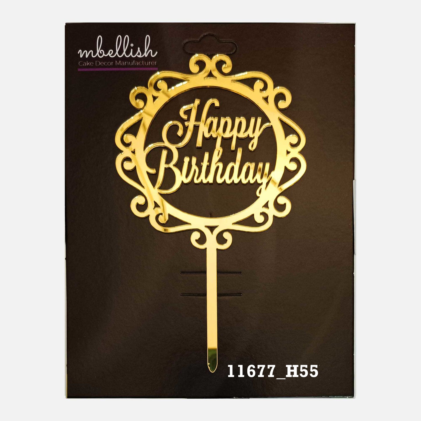 Happy Birthday Premium Acrylic Cake Topper, Medium Size (4 inches), Pack of 1. SKU-11677