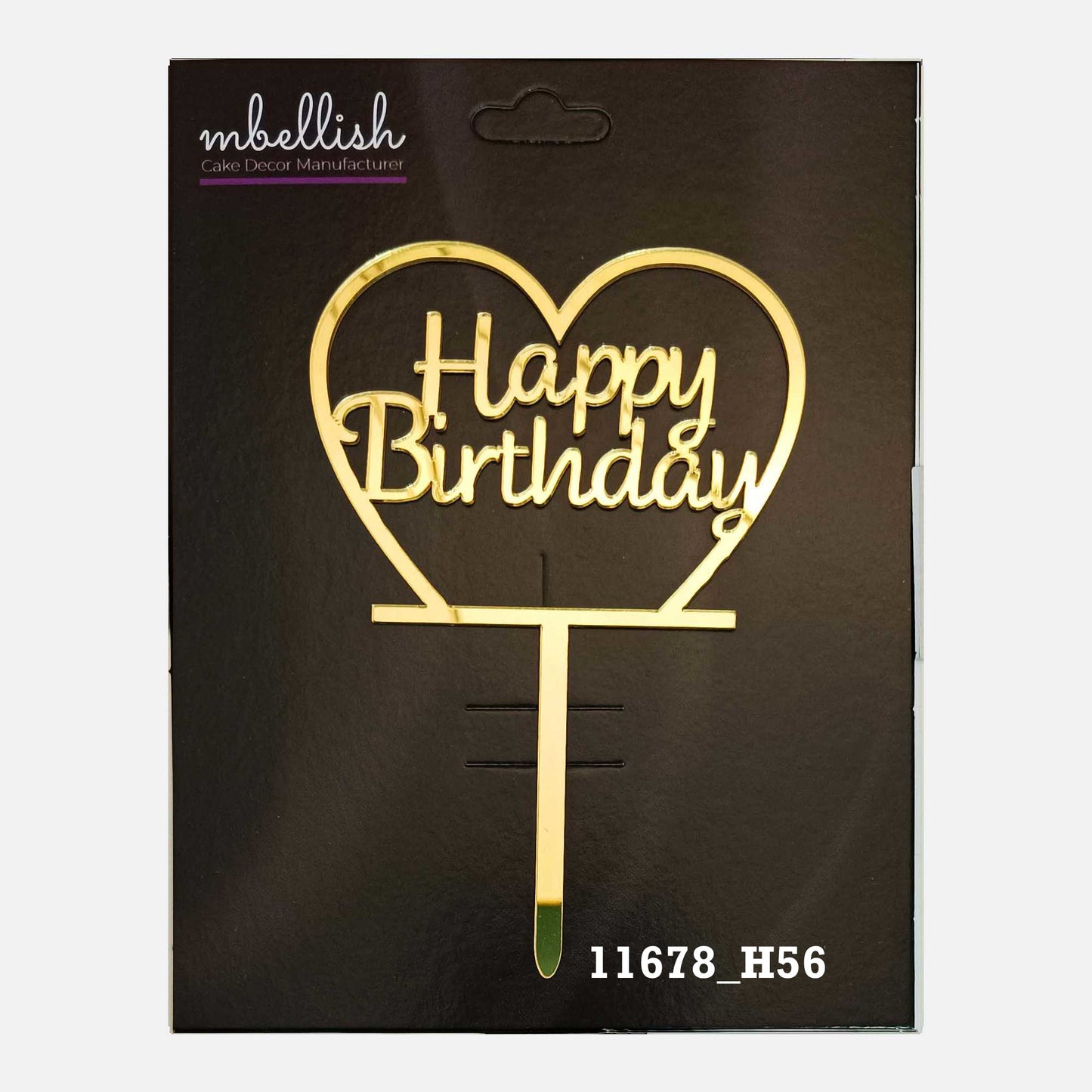 Happy Birthday Premium Acrylic Cake Topper, Medium Size (4 inches), Pack of 1. SKU-11678