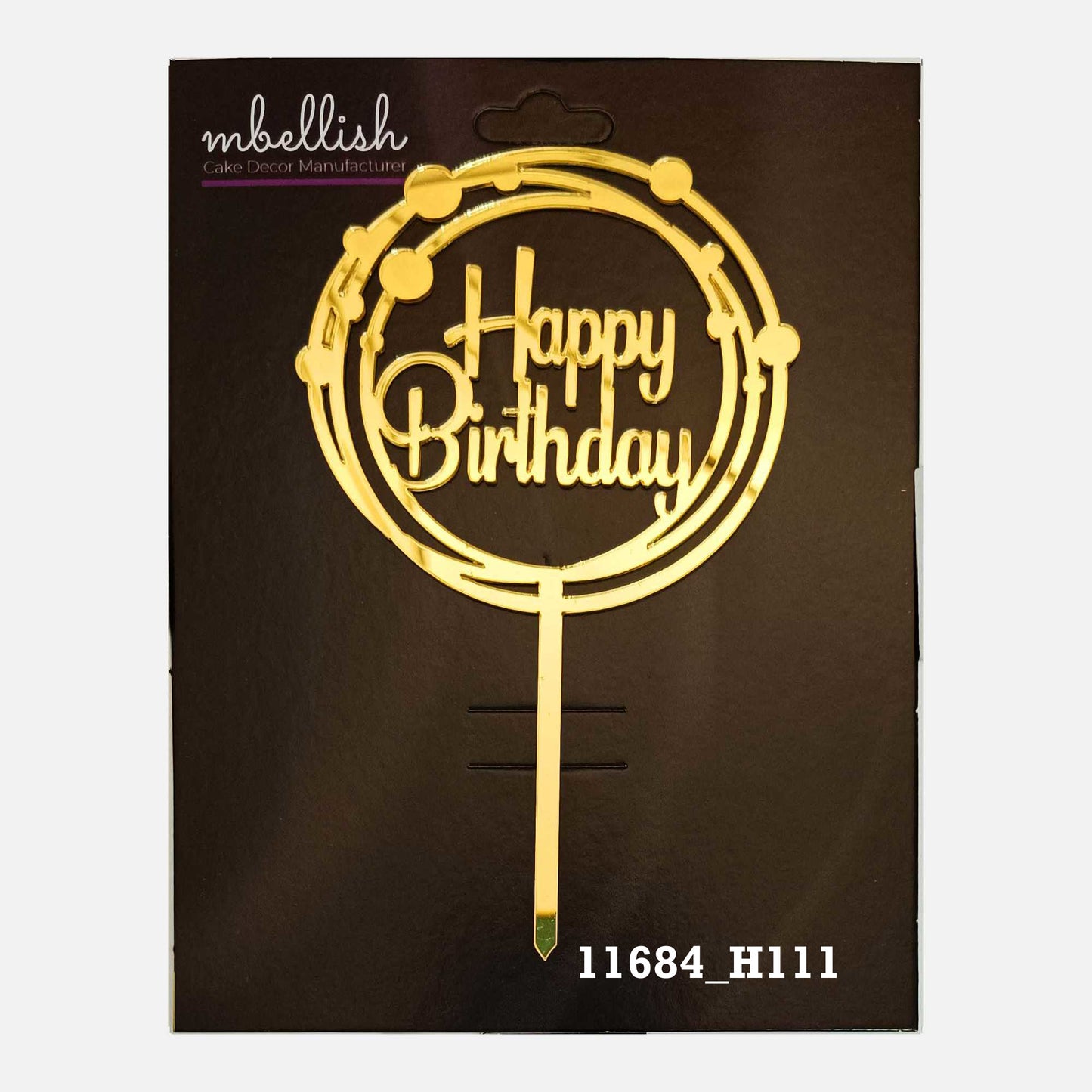 Happy Birthday Premium Acrylic Cake Topper, Medium Size (4 inches), Pack of 1. SKU-11684