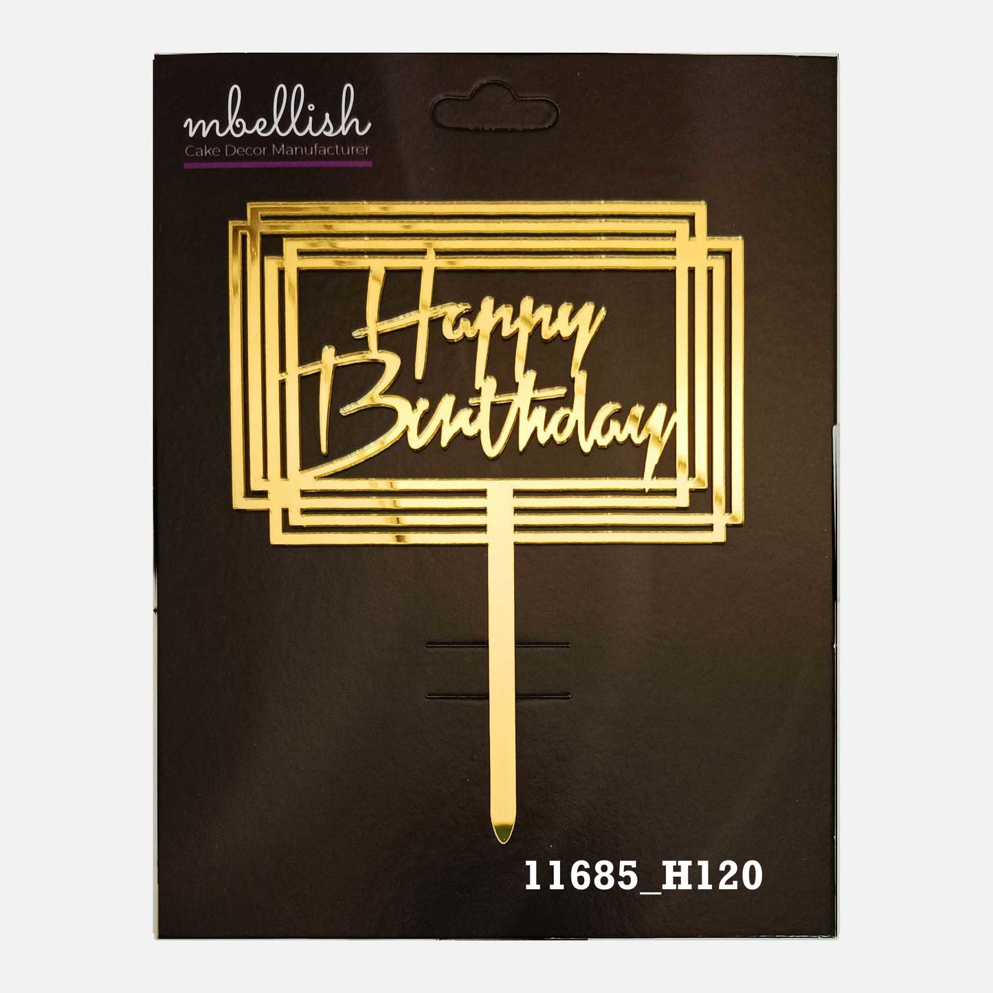 Happy Birthday Premium Acrylic Cake Topper, Medium Size (4 inches), Pack of 1. SKU-11685