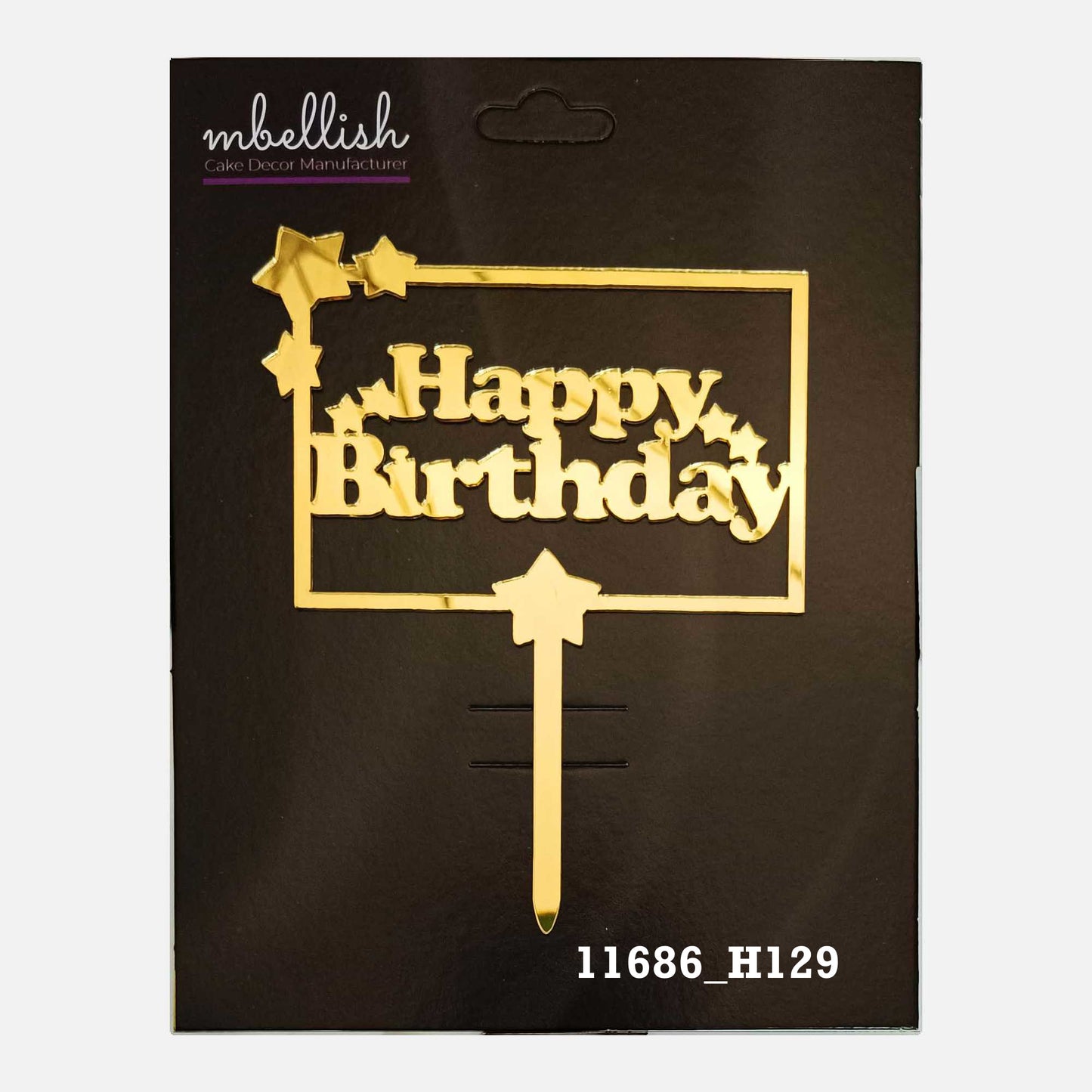Happy Birthday Premium Acrylic Cake Topper, Medium Size (4 inches), Pack of 1. SKU-11686