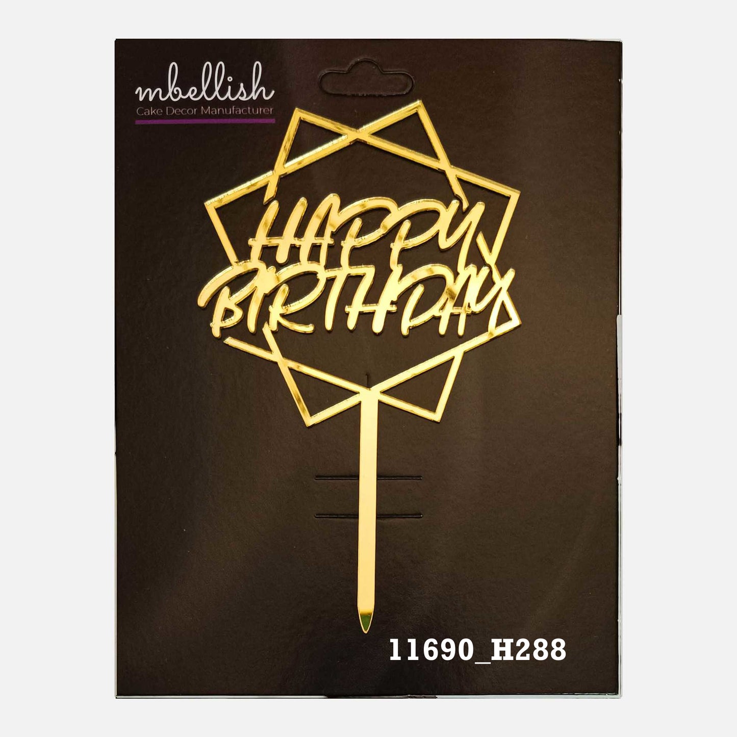 Happy Birthday Premium Acrylic Cake Topper, Medium Size (4 inches), Pack of 1. SKU-11690