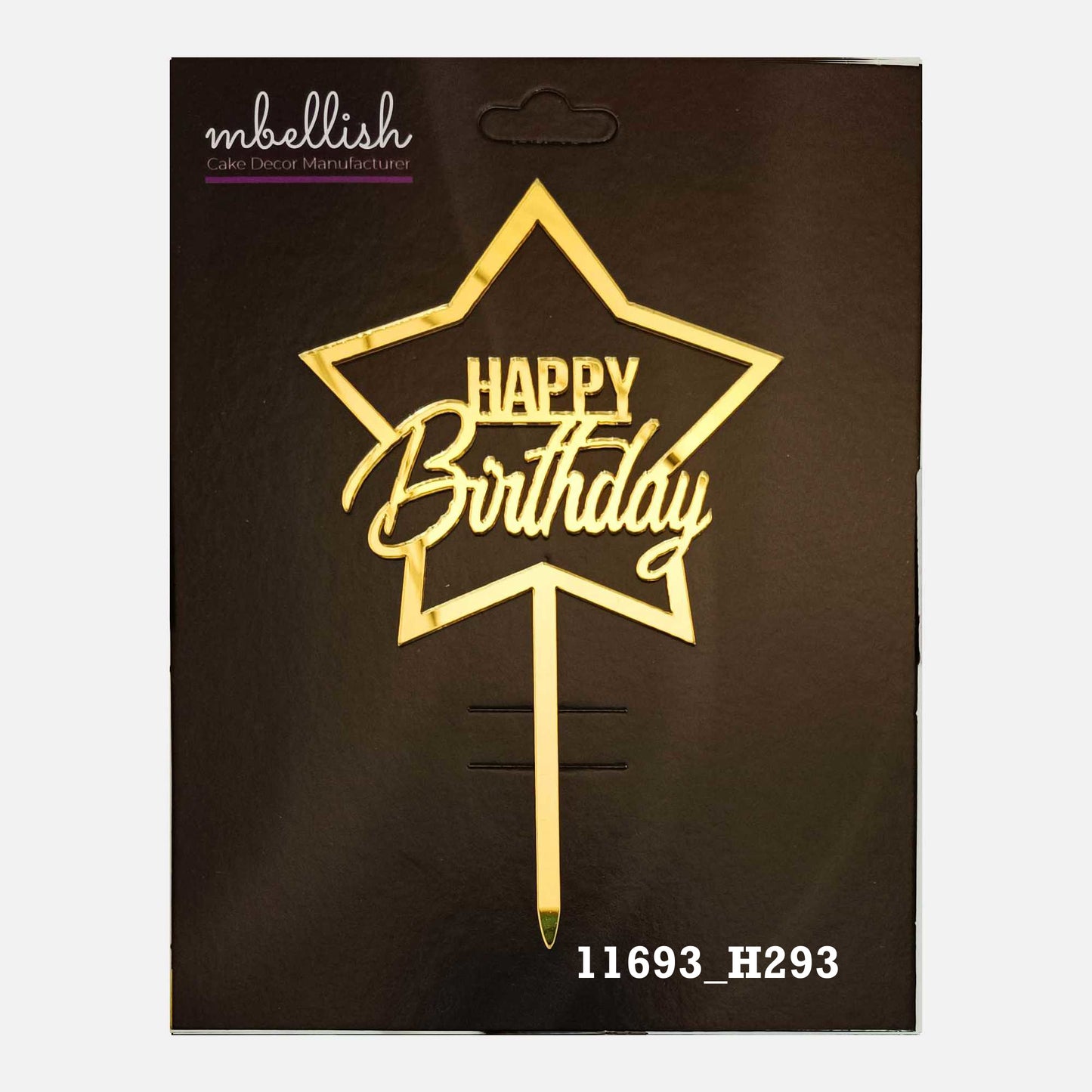 Happy Birthday Premium Acrylic Cake Topper, Medium Size (4 inches), Pack of 1. SKU-11693