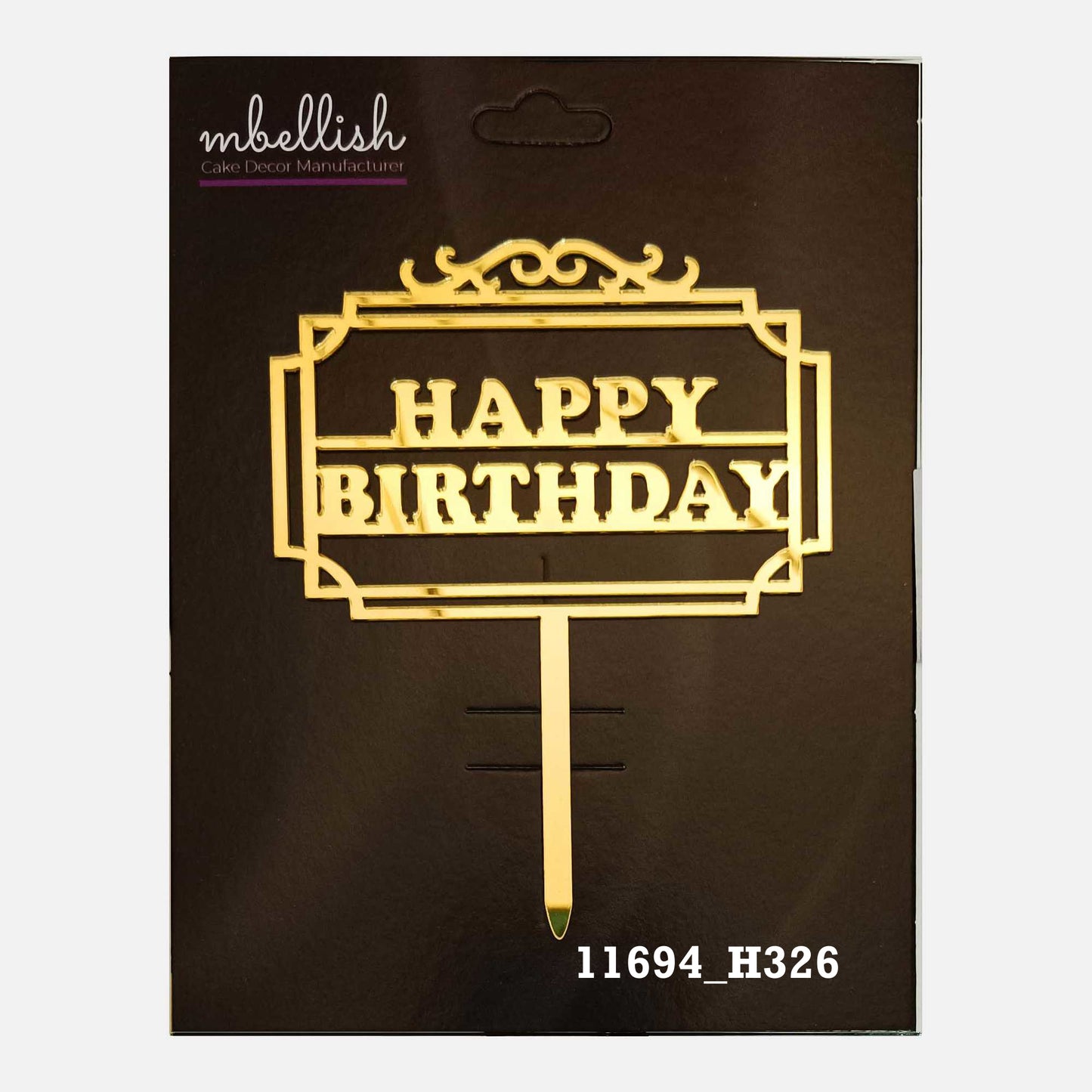Happy Birthday Premium Acrylic Cake Topper, Medium Size (4 inches), Pack of 1. SKU-11694