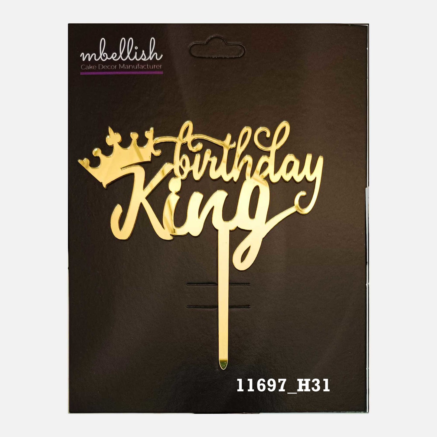 Birthday King Premium Acrylic Cake Topper, Medium Size (4 inches), Pack of 1. SKU-11697