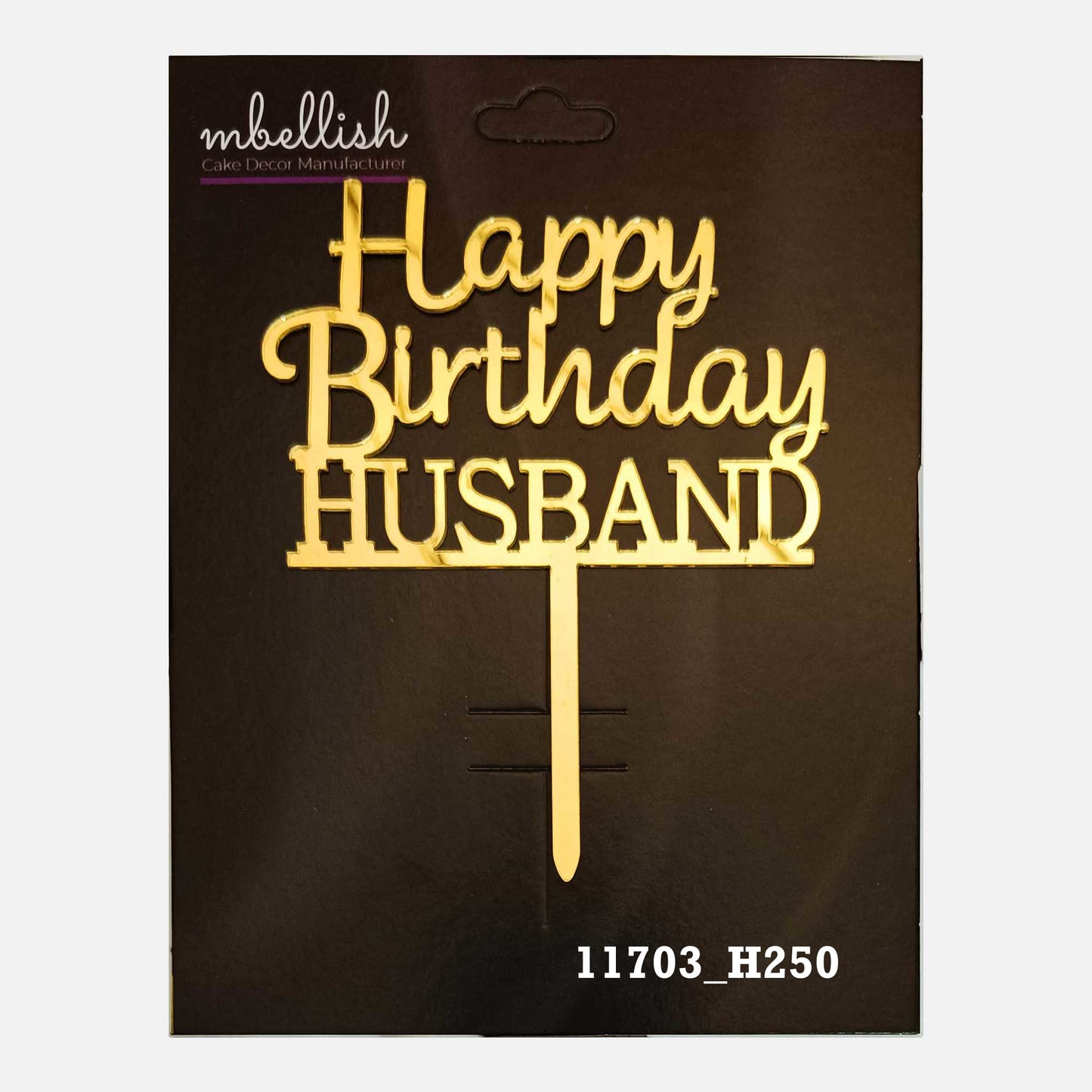 Happy Birthday Husband Premium Acrylic Cake Topper, Medium Size (4 inches), Pack of 1. SKU-11703