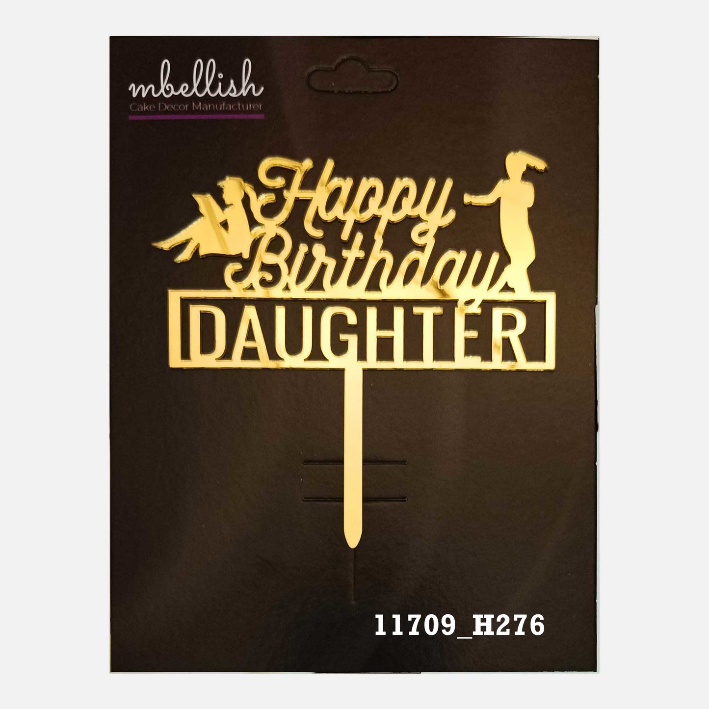 Happy Birthday Daughter Premium Acrylic Cake Topper, Medium Size (4 inches), Pack of 1. SKU-11709