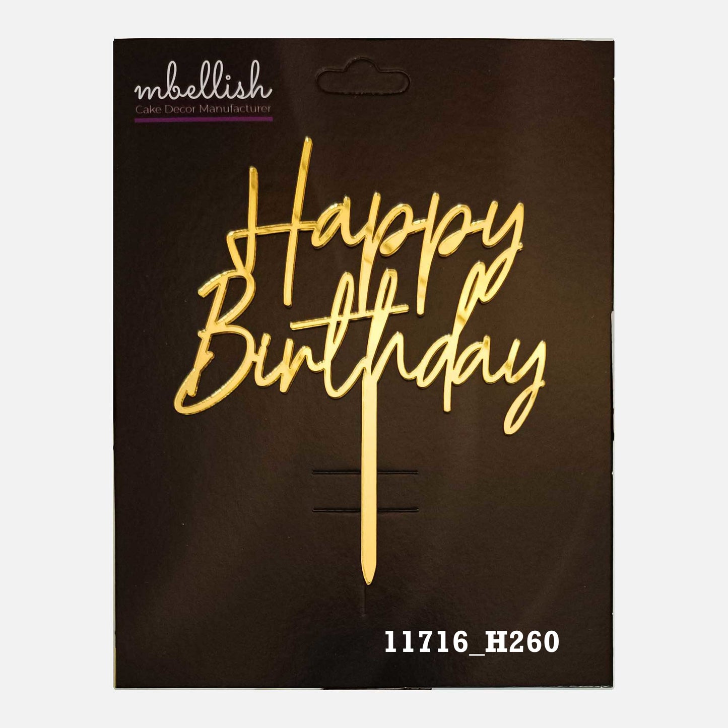 Happy Birthday Premium Acrylic Cake Topper, Medium Size (4 inches), Pack of 1. SKU-11716