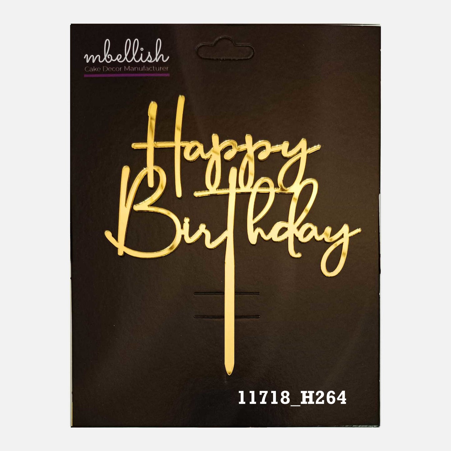 Happy Birthday Premium Acrylic Cake Topper, Medium Size (4 inches), Pack of 1. SKU-11718