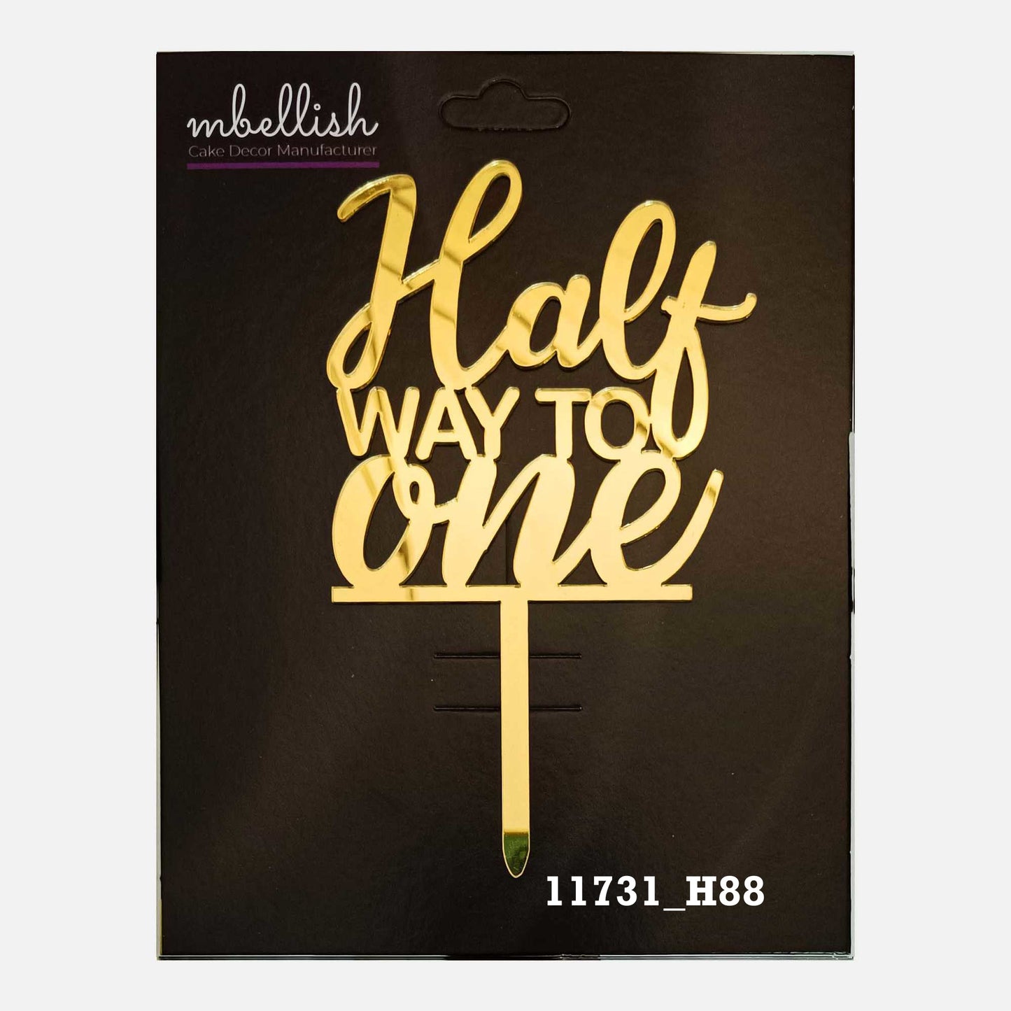Half way to One Premium Acrylic Cake Topper, Medium Size (4 inches), Pack of 1. SKU-11731