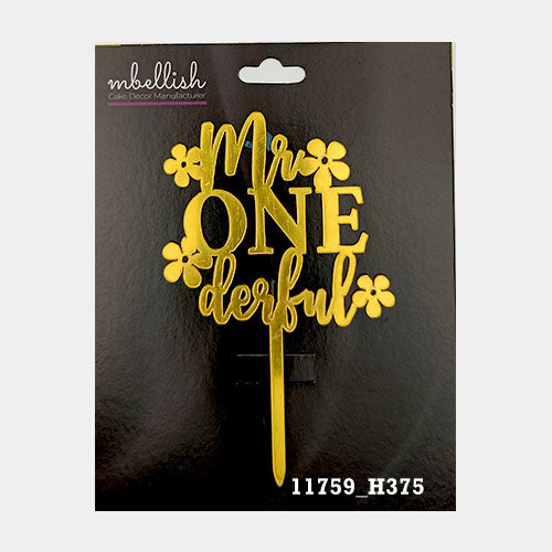 Mr. Onederful Premium Acrylic Cake Topper, Medium Size (4 inches), Pack of 1. SKU-11759