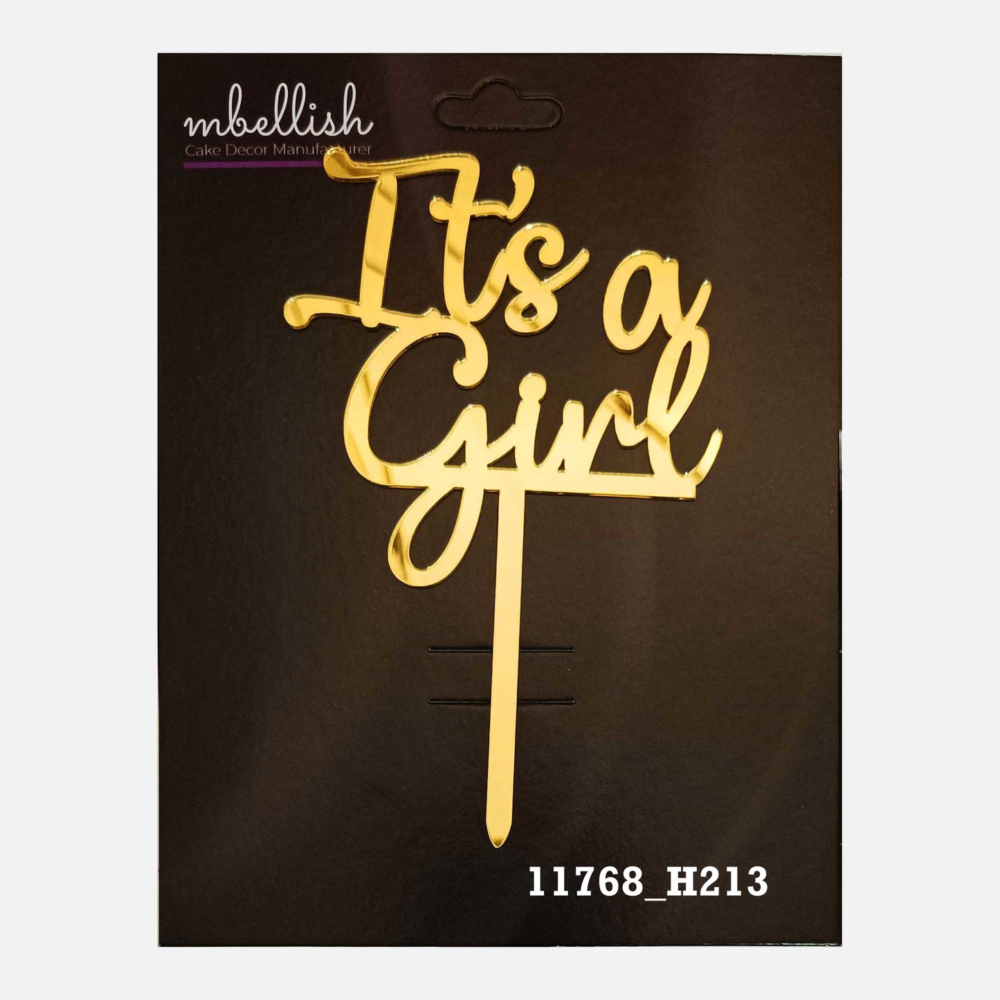 Its a Girl Premium Acrylic Cake Topper, Medium Size (4 inches), Pack of 1. SKU-11768
