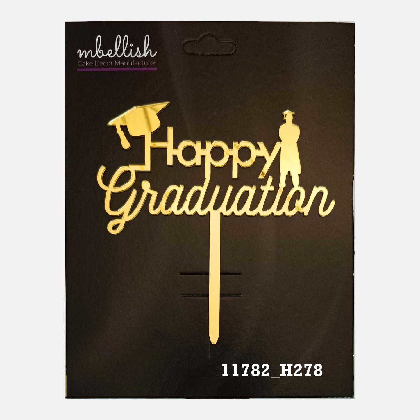 Happy Graduation Premium Acrylic Cake Topper, Medium Size (4 inches), Pack of 1. SKU-11782