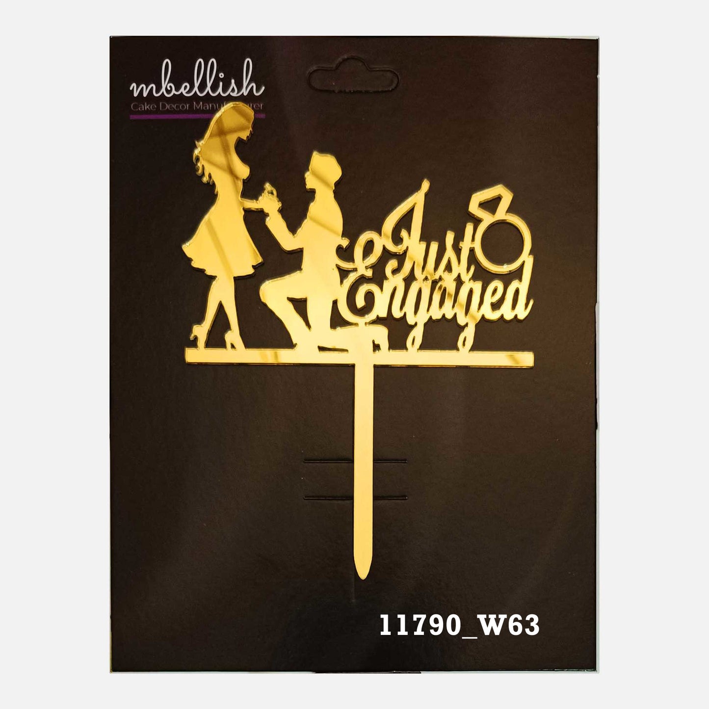 Just Engaged Premium Acrylic Cake Topper, Medium Size (4 inches), Pack of 1. SKU-11790