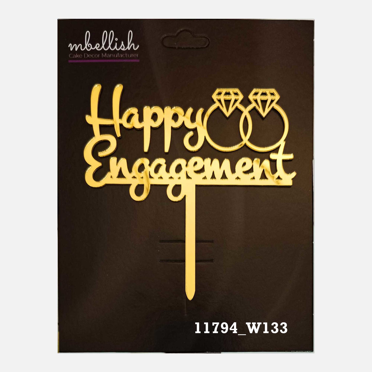 Happy Engagement Premium Acrylic Cake Topper, Medium Size (4 inches), Pack of 1. SKU-11794