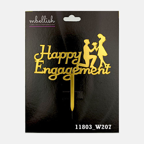Happy Engagement Premium Acrylic Cake Topper, Medium Size (4 inches), Pack of 1. SKU-11803