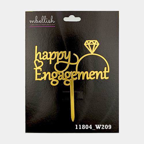 Happy Engagement Premium Acrylic Cake Topper, Medium Size (4 inches), Pack of 1. SKU-11804
