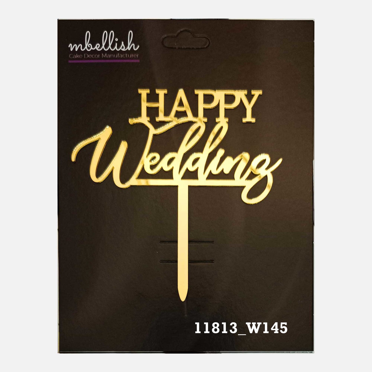 Happy Wedding Premium Acrylic Cake Topper, Medium Size (4 inches), Pack of 1. SKU-11813