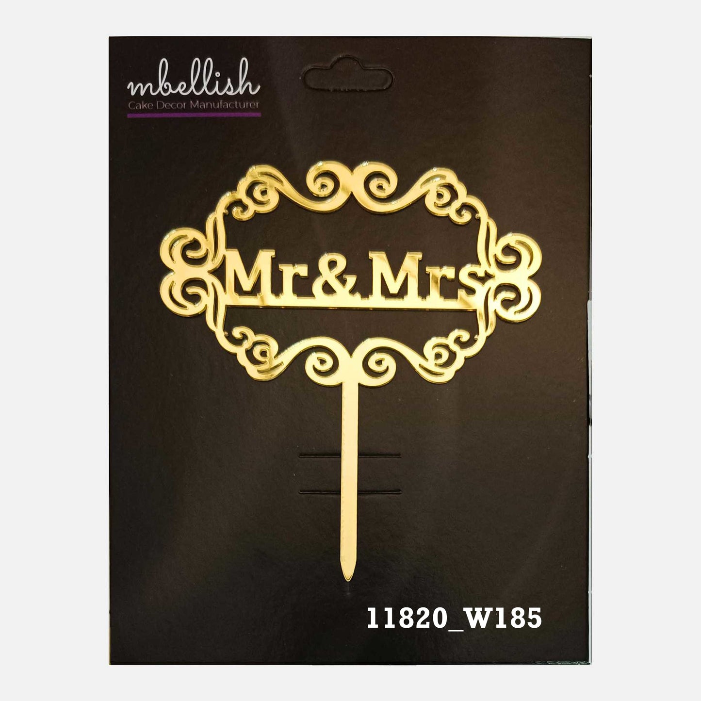 Mr & Mrs Premium Acrylic Cake Topper, Medium Size (4 inches), Pack of 1. SKU-11820