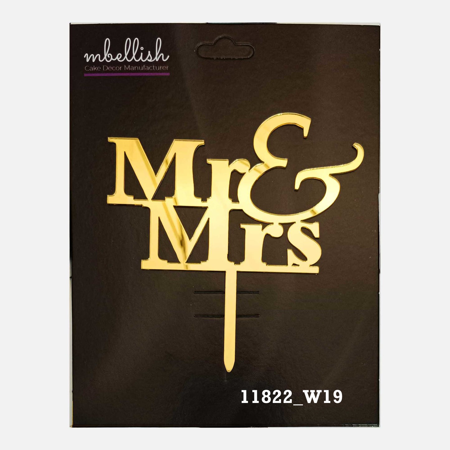 Mr & Mrs Premium Acrylic Cake Topper, Medium Size (4 inches), Pack of 1. SKU-11822