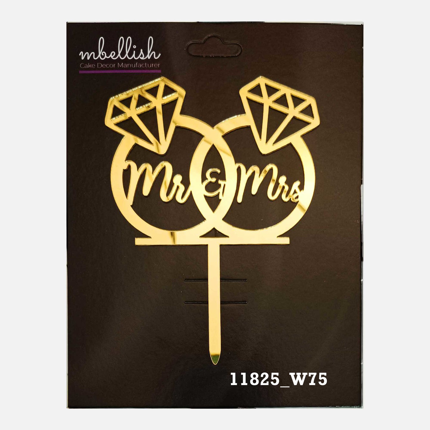 Mr & Mrs Premium Acrylic Cake Topper, Medium Size (4 inches), Pack of 1. SKU-11825