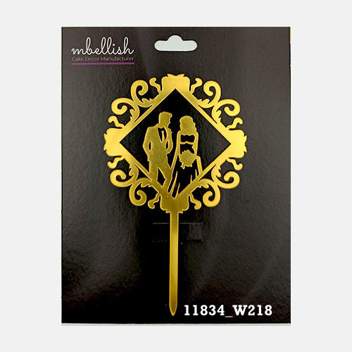 Couples Premium Acrylic Cake Topper, Medium Size (4 inches), Pack of 1. SKU-11834