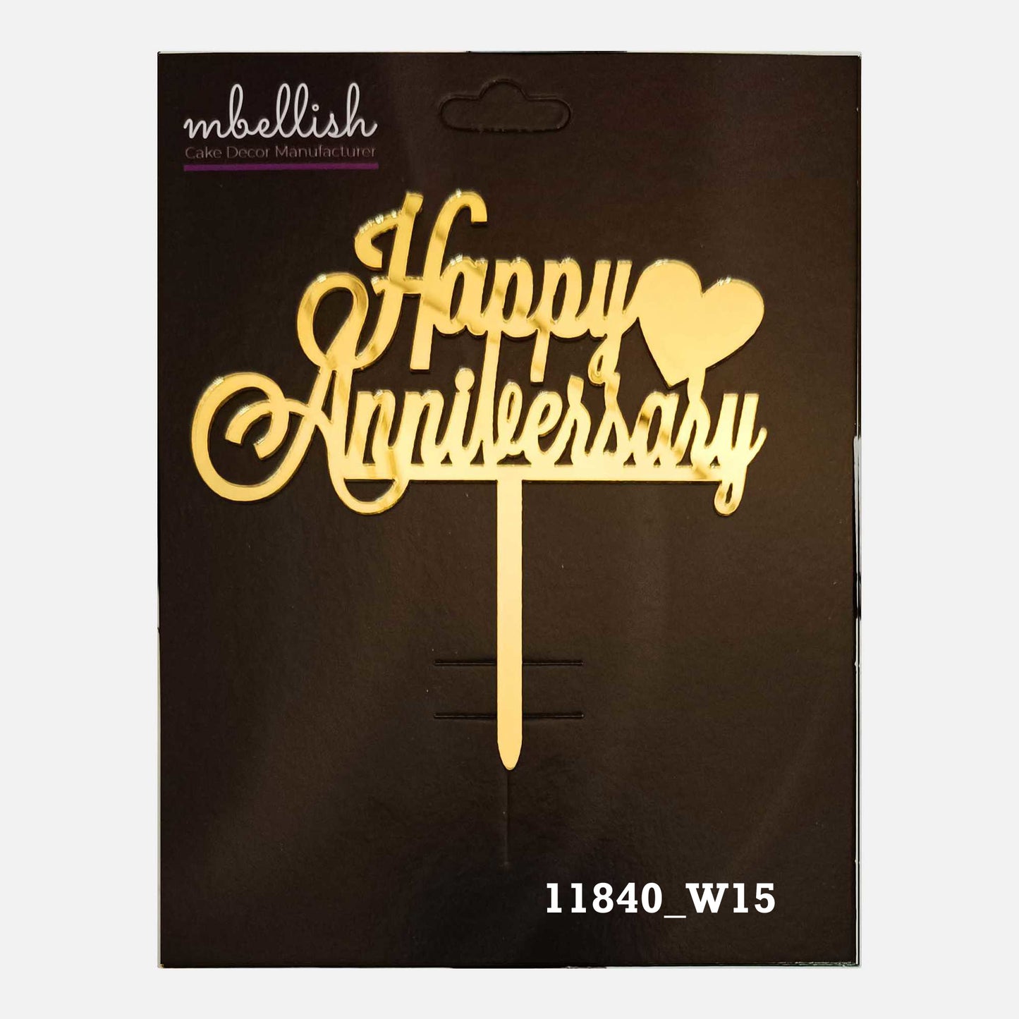 Happy Anniversary Premium Acrylic Cake Topper, Medium Size (4 inches), Pack of 1. SKU-11840