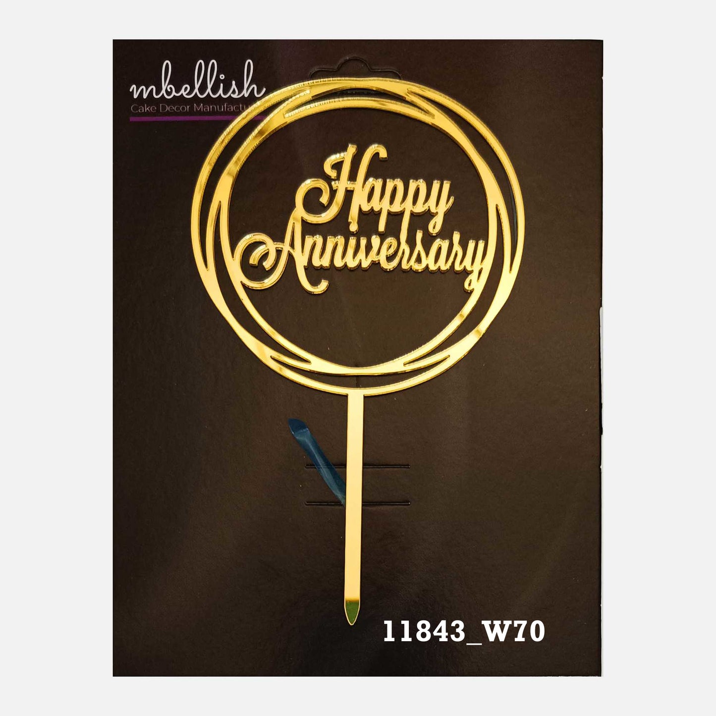 Happy Anniversary Premium Acrylic Cake Topper, Medium Size (4 inches), Pack of 1. SKU-11843