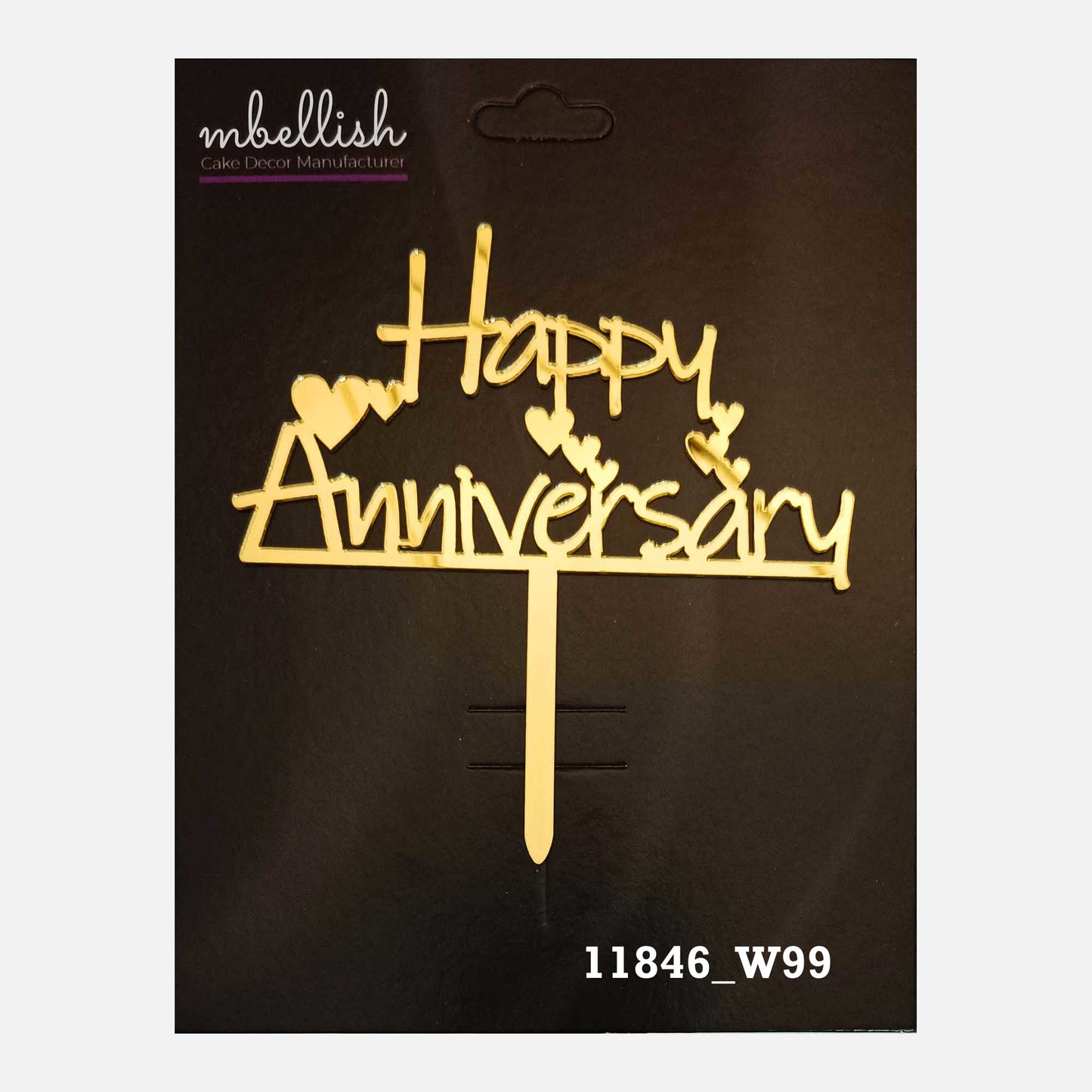 Happy Anniversary Premium Acrylic Cake Topper, Medium Size (4 inches), Pack of 1. SKU-11846