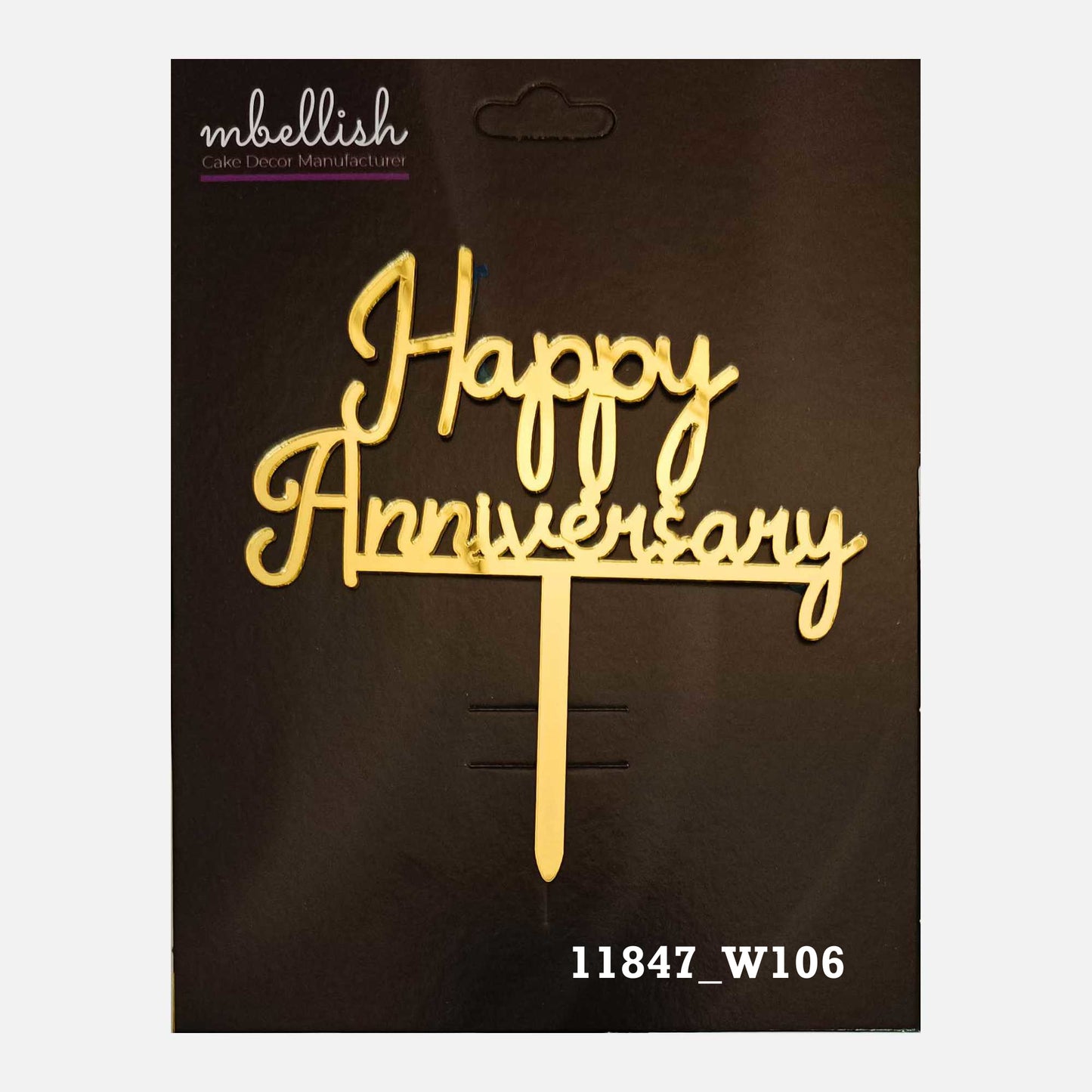 Happy Anniversary Premium Acrylic Cake Topper, Medium Size (4 inches), Pack of 1. SKU-11847